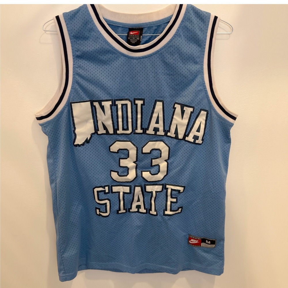 VTG Nike Light Blue Indiana State Larry Bird Jersey Large